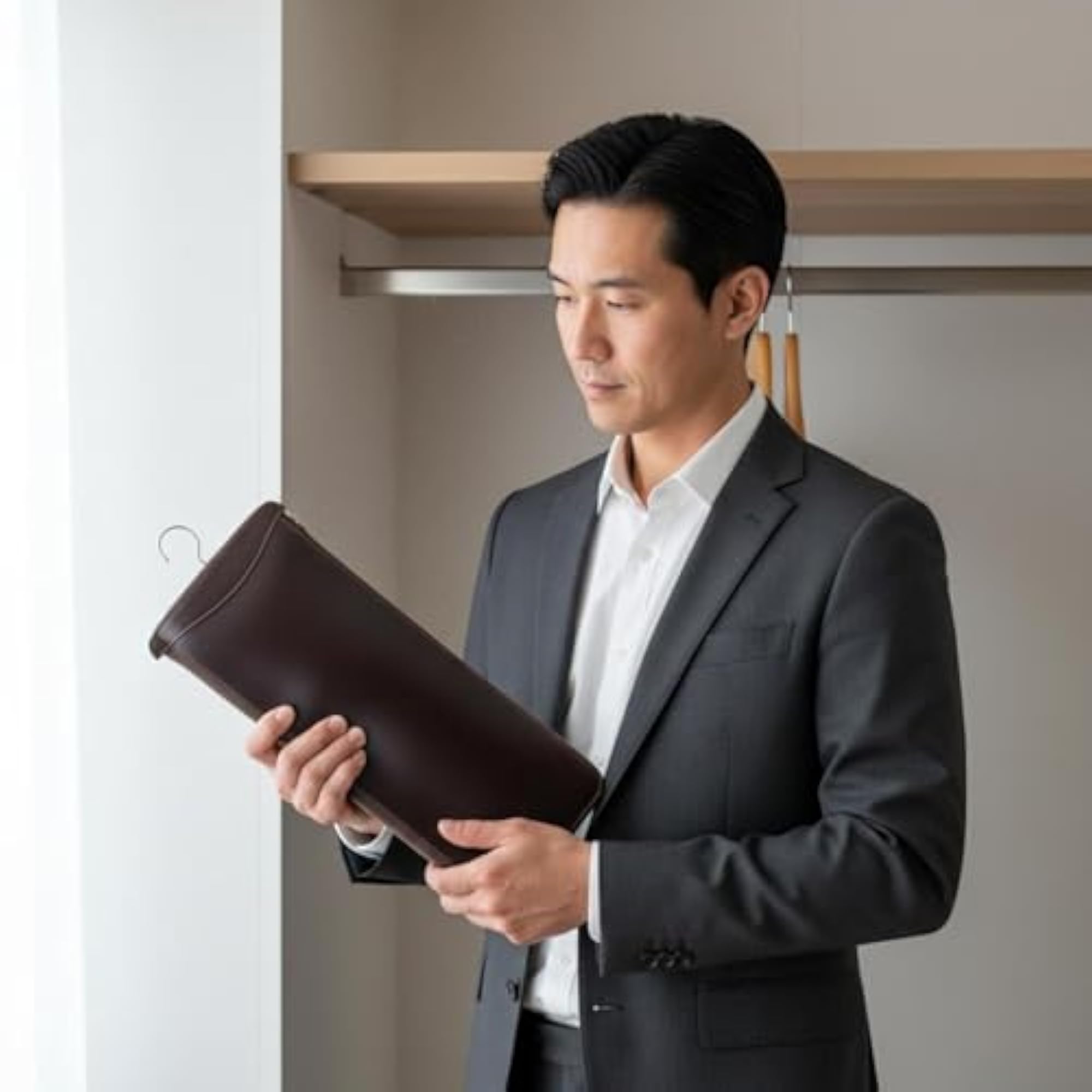 Leather Tie Travel Case Hook Design, Necktie Storage Box